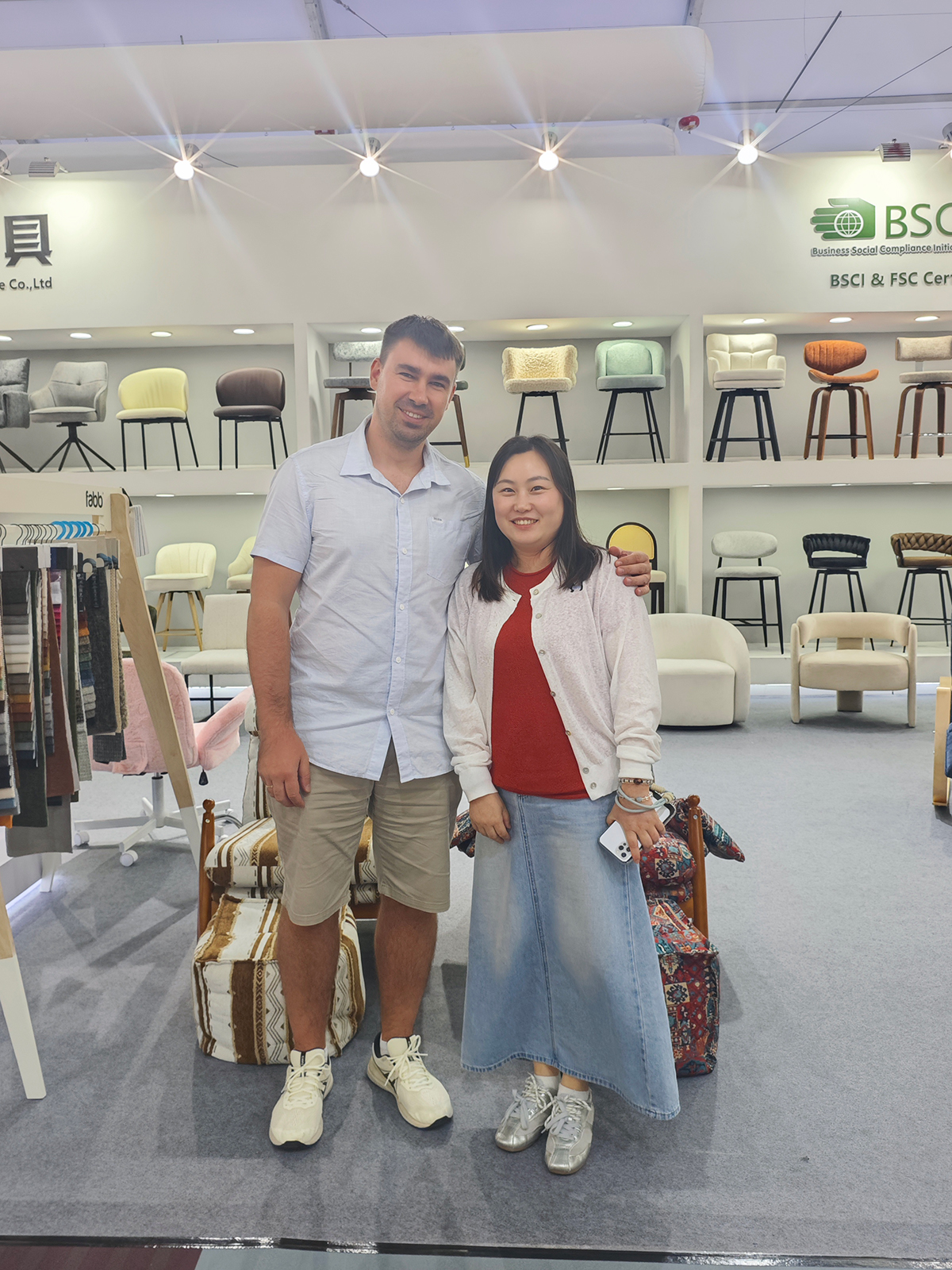 International buyers reviewing Kinton Furniture chair samples