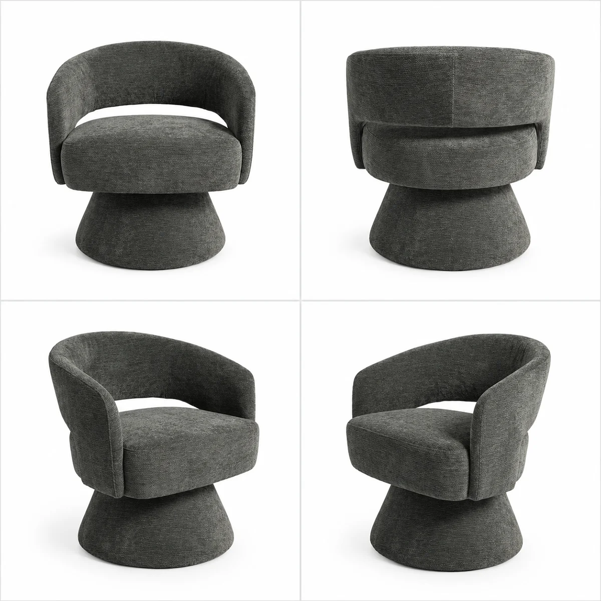 360° Swivel Chenille Accent Chair with Curved Backrest 360° Swivel Chenille Accent Chair with Curved Backrest