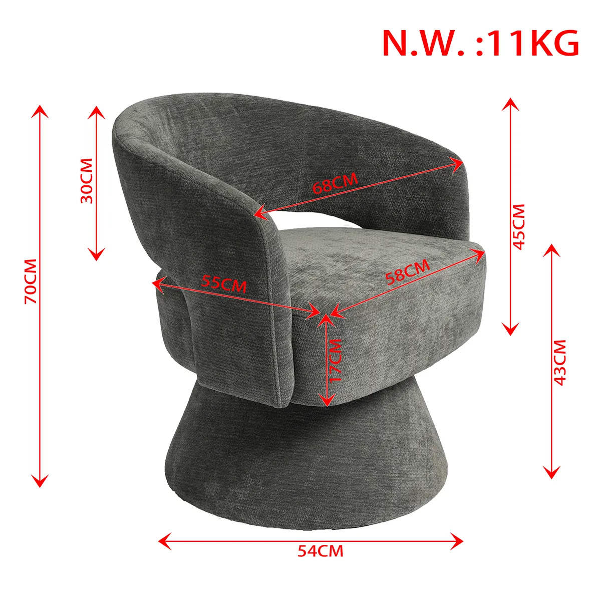 360° Swivel Chenille Accent Chair with Curved Backrest 360° Swivel Chenille Accent Chair with Curved Backrest