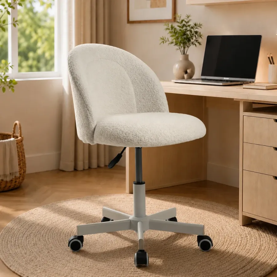 Bouclé Home Office Chair with 360° Swivel & Adjustable Height