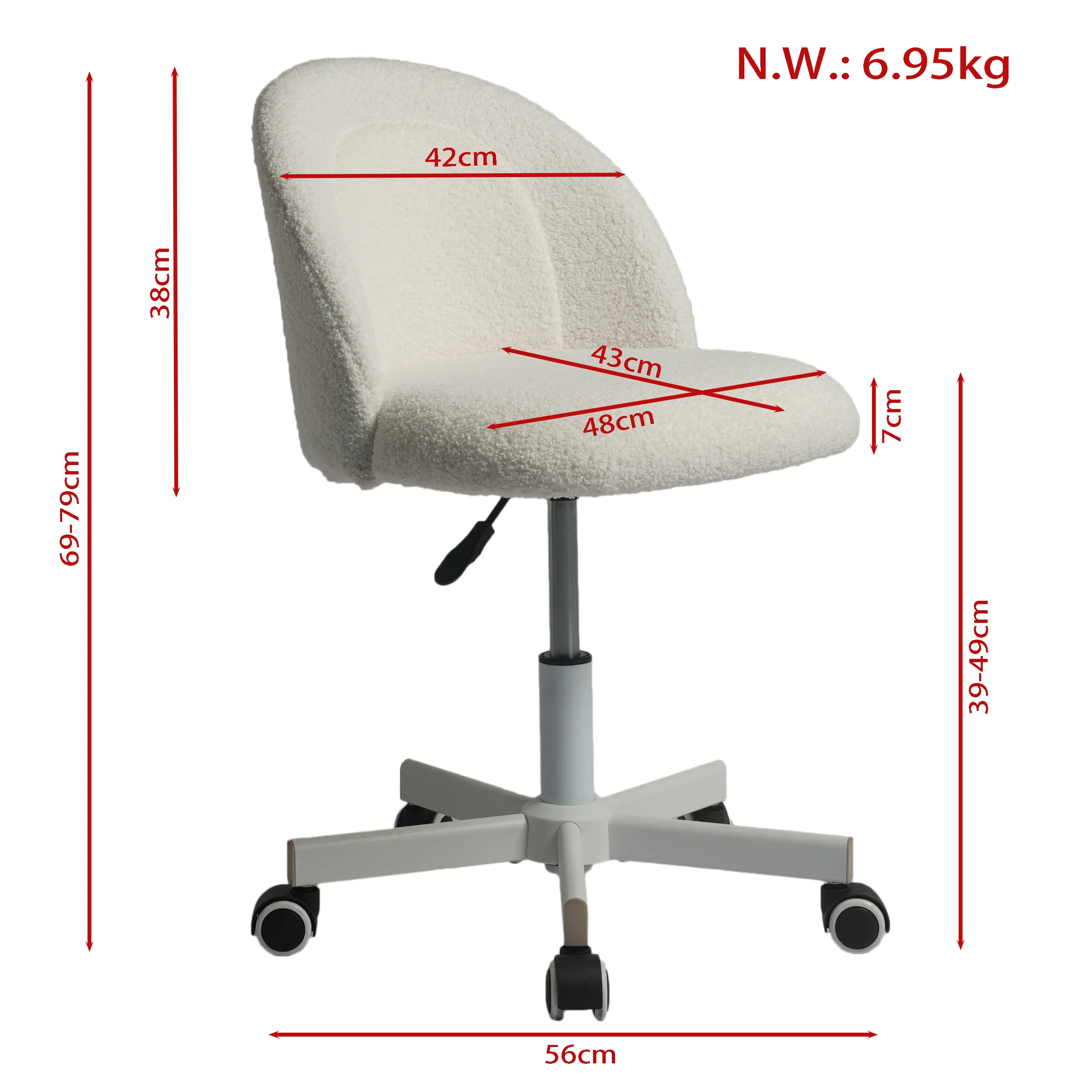 Bouclé Home Office Chair with 360° Swivel & Adjustable Height Bouclé Home Office Chair with 360° Swivel & Adjustable Height