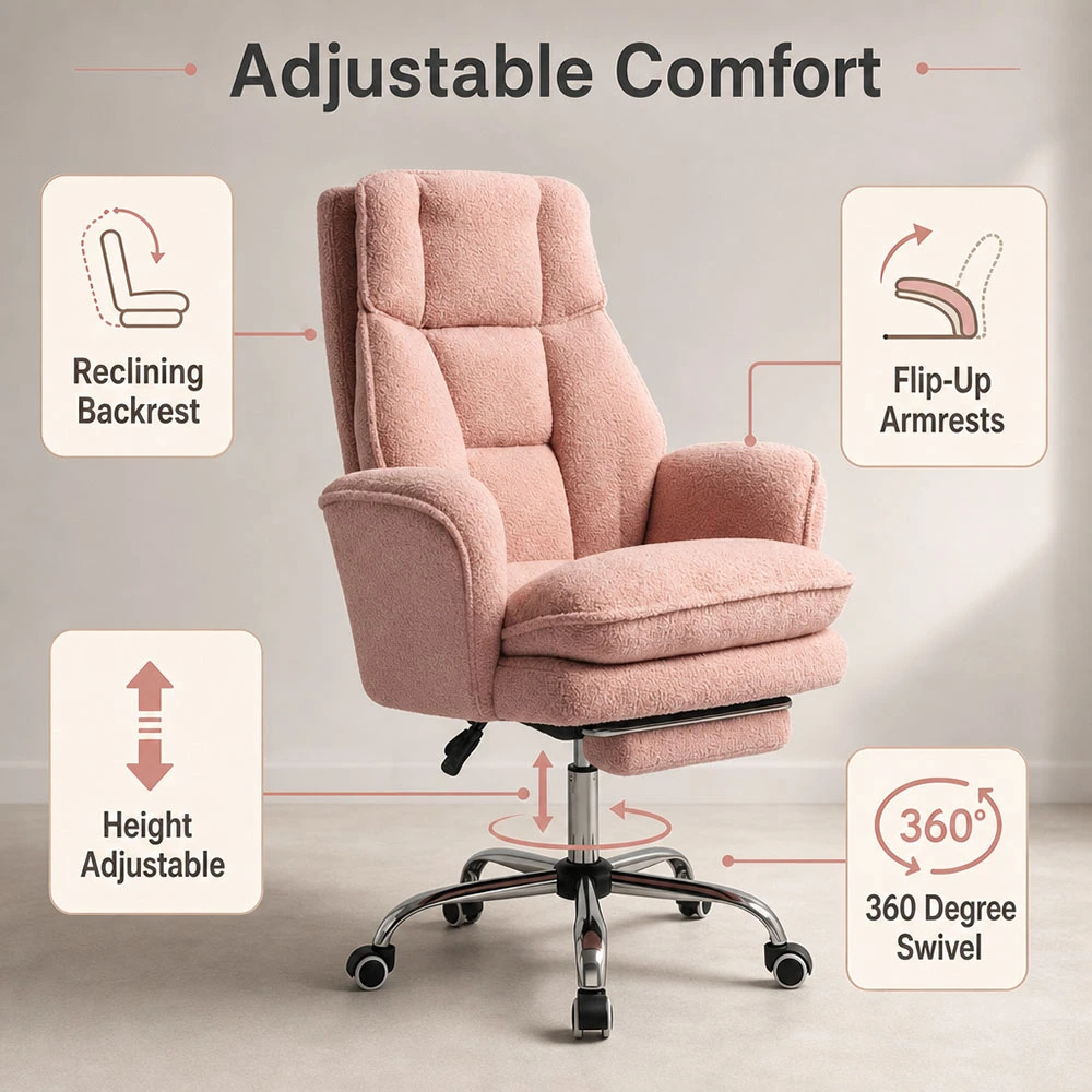 Modern Pink Sherpa Criss Cross Office Chair Modern Pink Sherpa Criss Cross Office Chair
