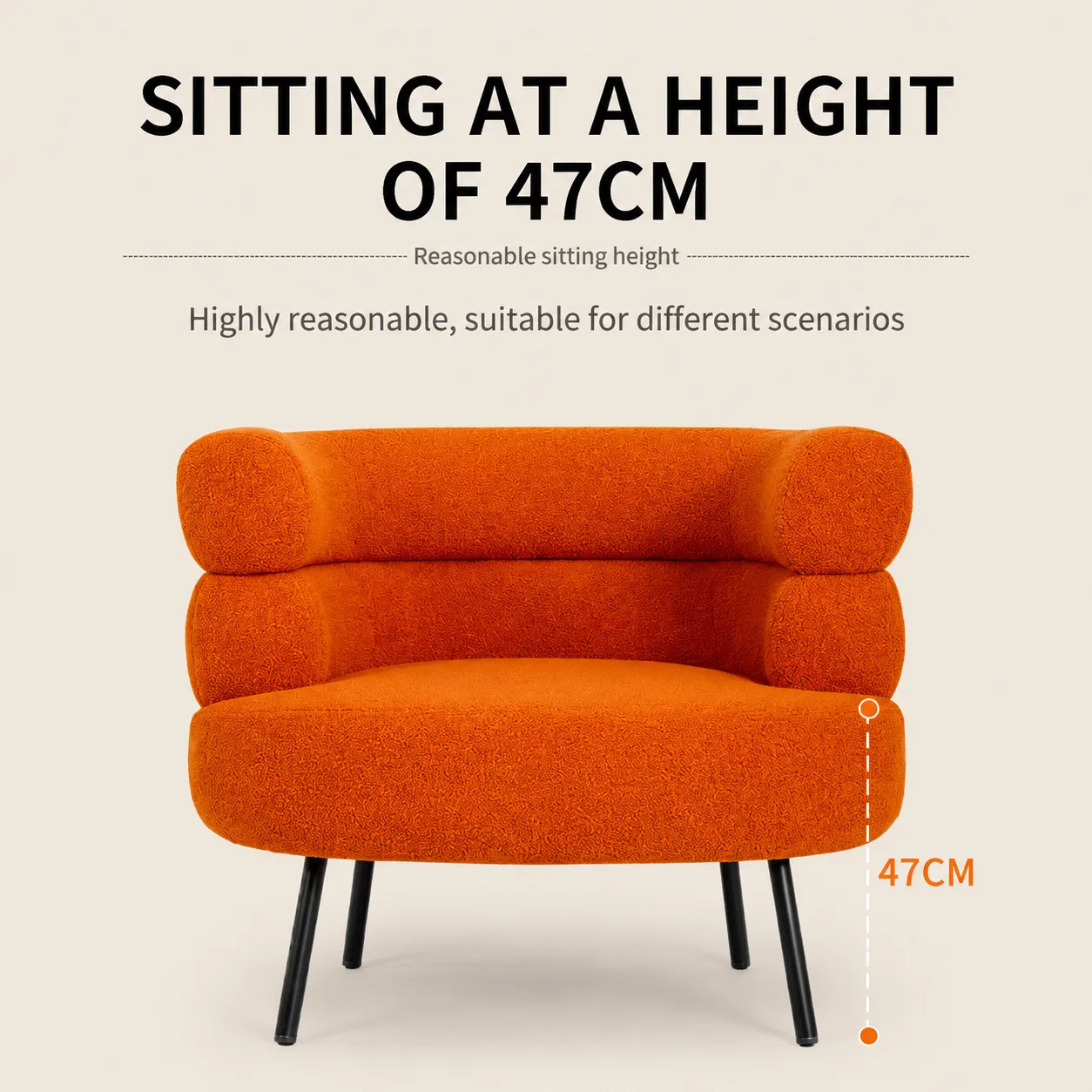 Boucle Accent Chair with Curved Backrest for Living Room Boucle Accent Chair with Curved Backrest for Living Room