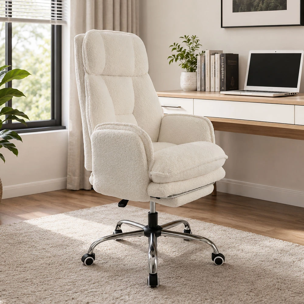 Boucle Criss Cross Home Office Chair with Flip-Up Armrests Boucle Criss Cross Home Office Chair with Flip-Up Armrests