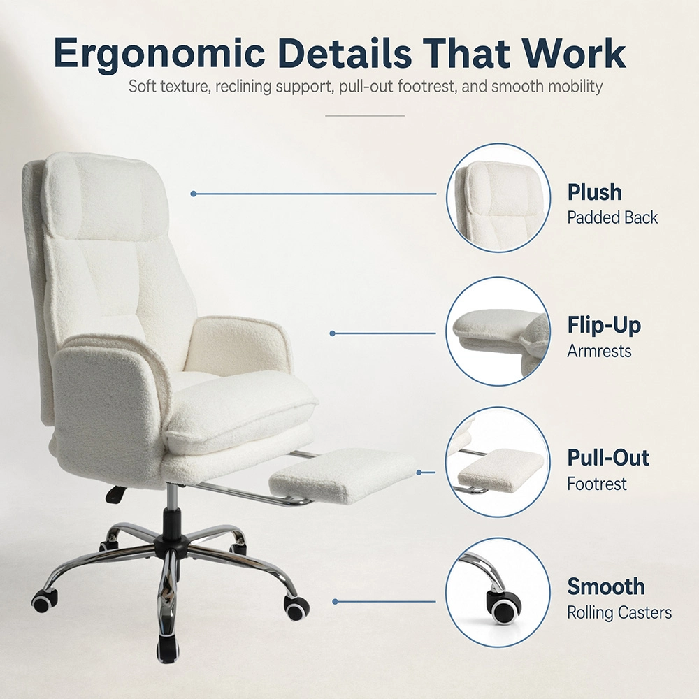 Boucle Criss Cross Home Office Chair with Flip-Up Armrests Boucle Criss Cross Home Office Chair with Flip-Up Armrests