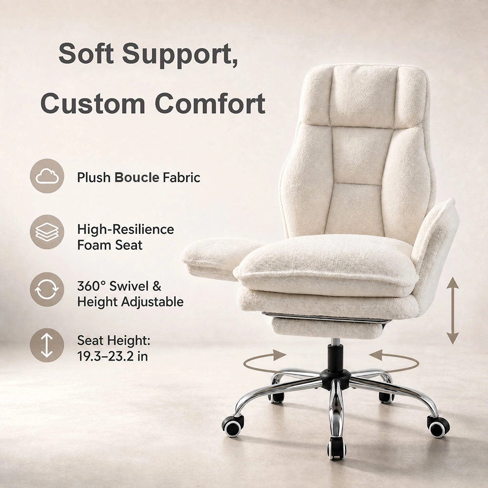 Boucle Criss Cross Home Office Chair with Flip-Up Armrests Boucle Criss Cross Home Office Chair with Flip-Up Armrests