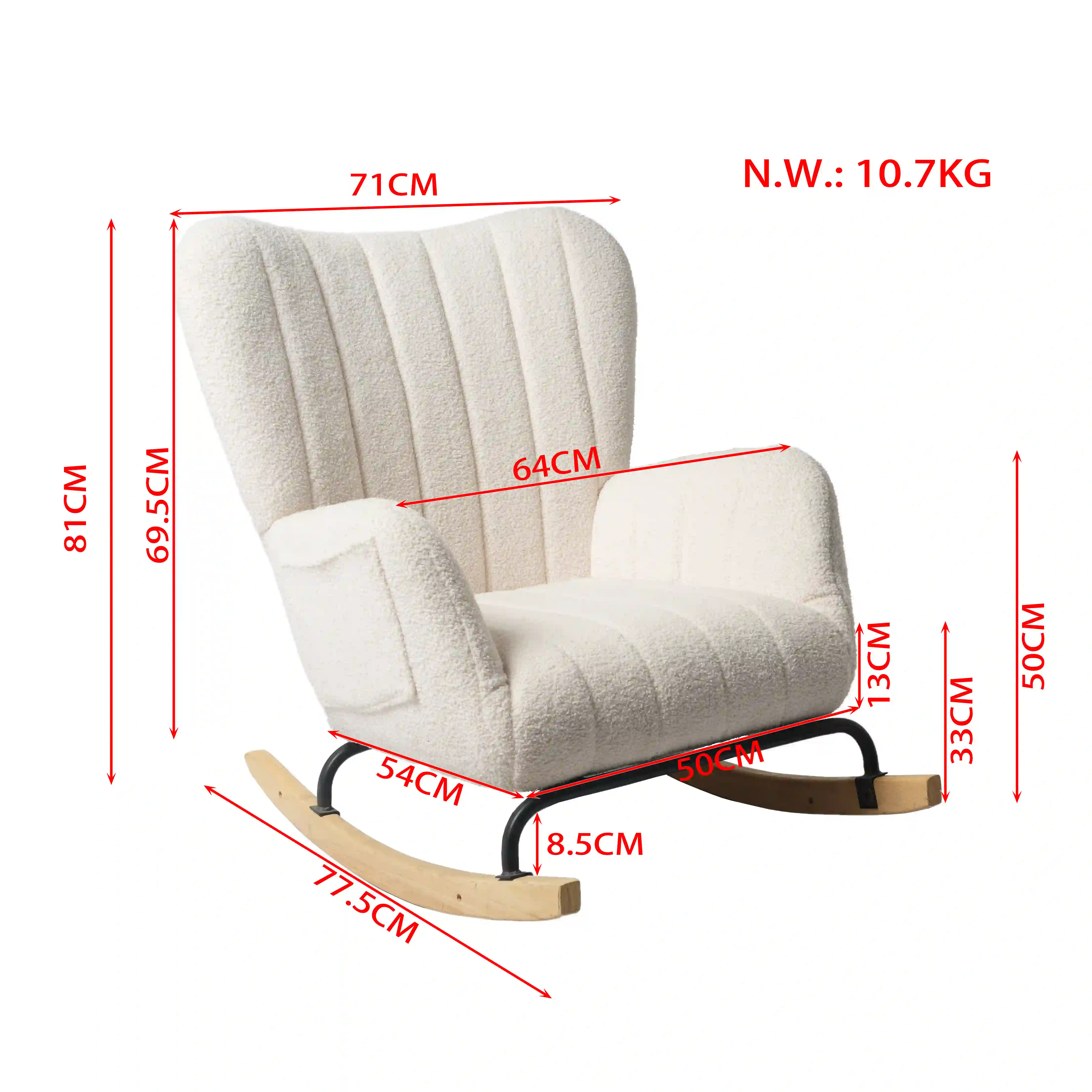 Boucle Lounge Chair with Solid Wood Rocking Base Boucle Lounge Chair with Solid Wood Rocking Base