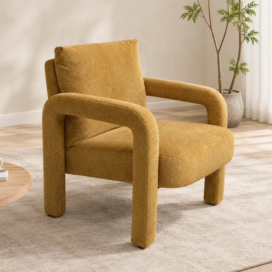 Chenille Accent Chair with U-Shaped Arms for Living Room Chenille Accent Chair with U-Shaped Arms for Living Room