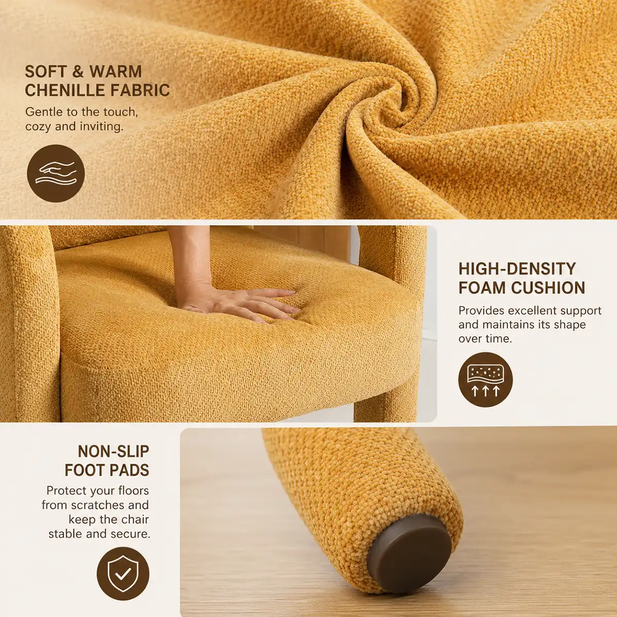Chenille Accent Chair with U-Shaped Arms for Living Room Chenille Accent Chair with U-Shaped Arms for Living Room