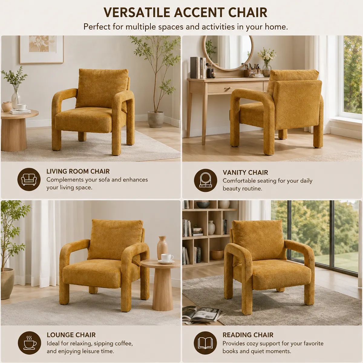 Chenille Accent Chair with U-Shaped Arms for Living Room Chenille Accent Chair with U-Shaped Arms for Living Room