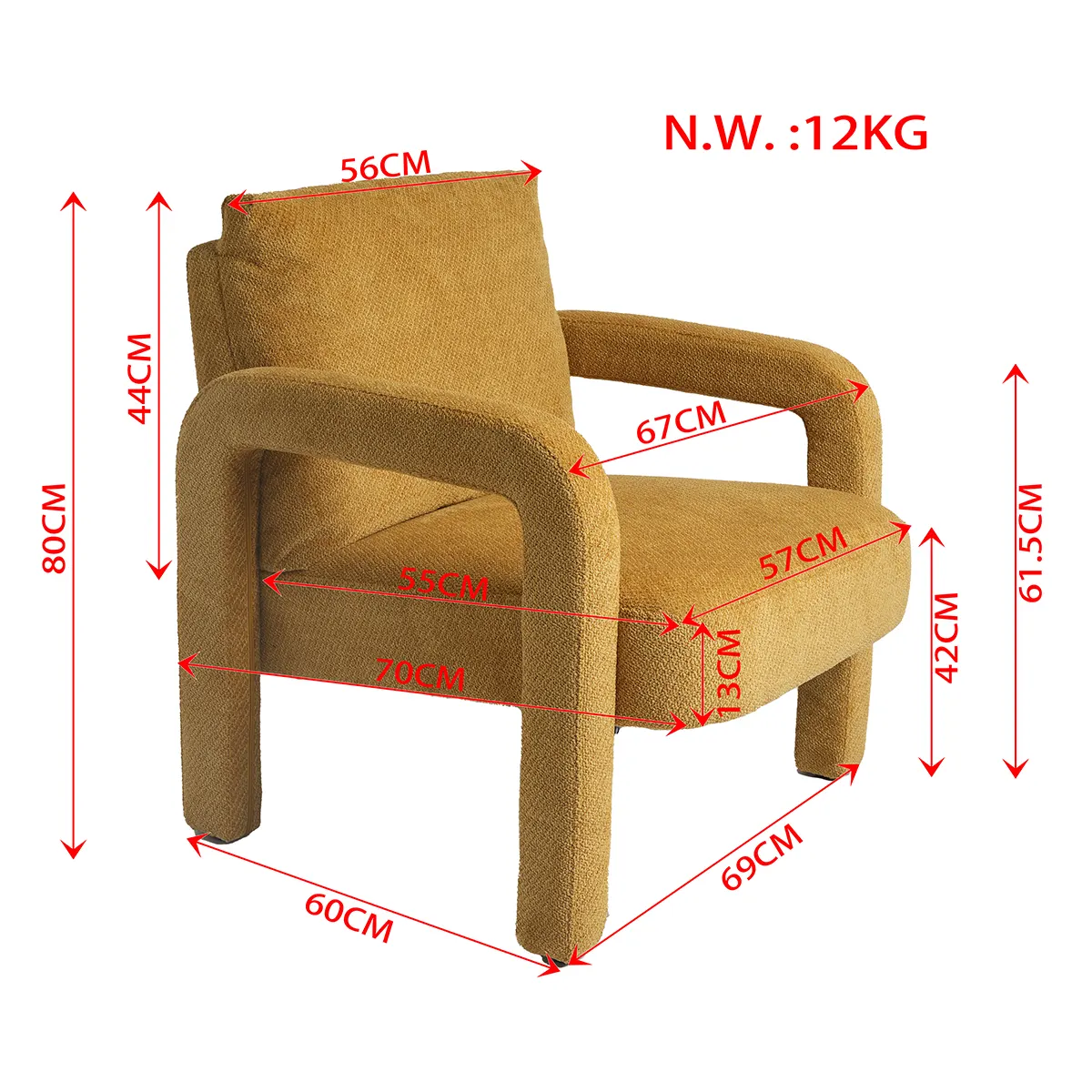 Chenille Accent Chair with U-Shaped Arms for Living Room Chenille Accent Chair with U-Shaped Arms for Living Room