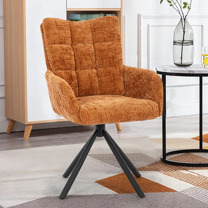 Chenille Upholstered Swivel Dining Chair with Armrests Chenille Upholstered Swivel Dining Chair with Armrests