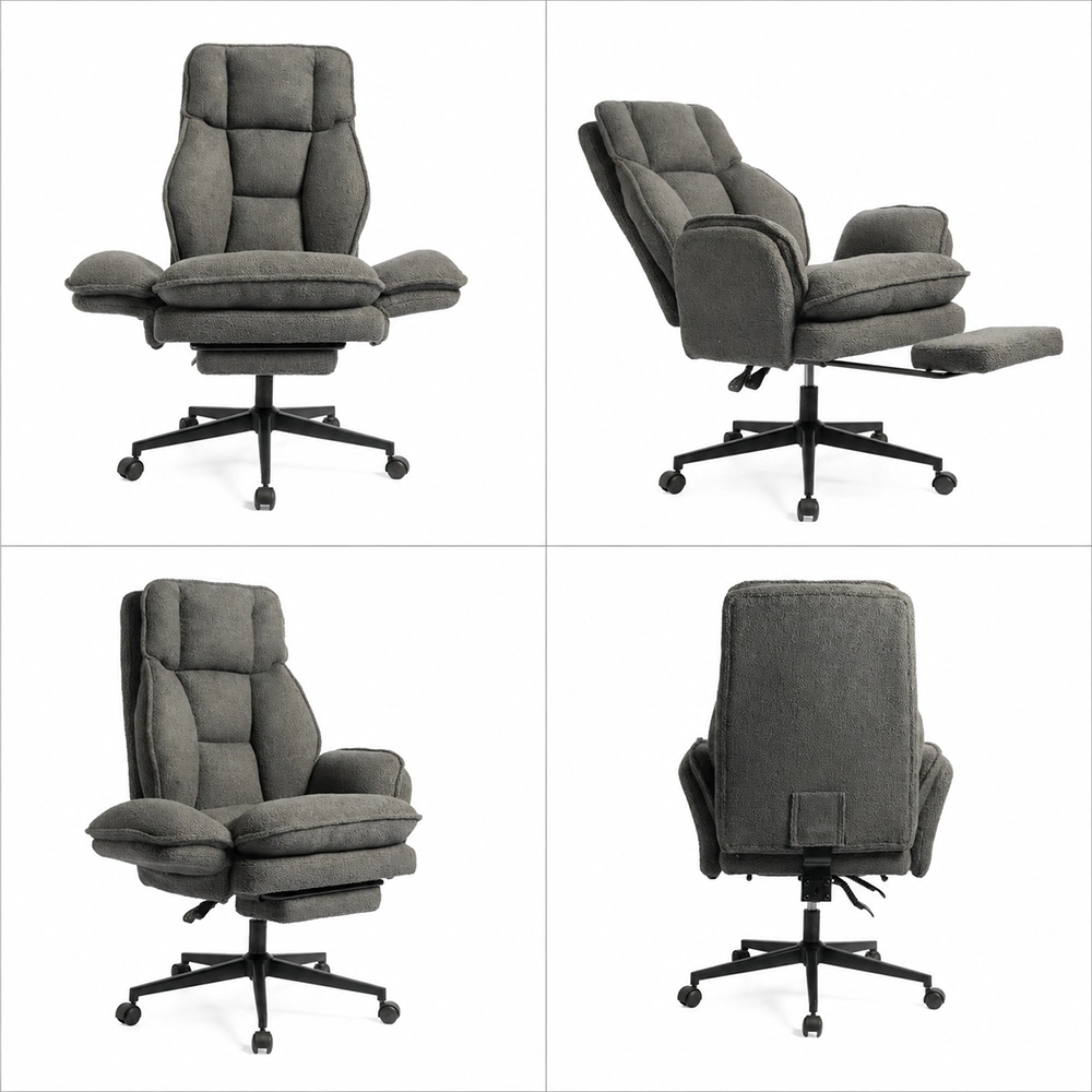 Cross Legged Teddy Fabric Office Chair with Footrest Cross Legged Teddy Fabric Office Chair with Footrest