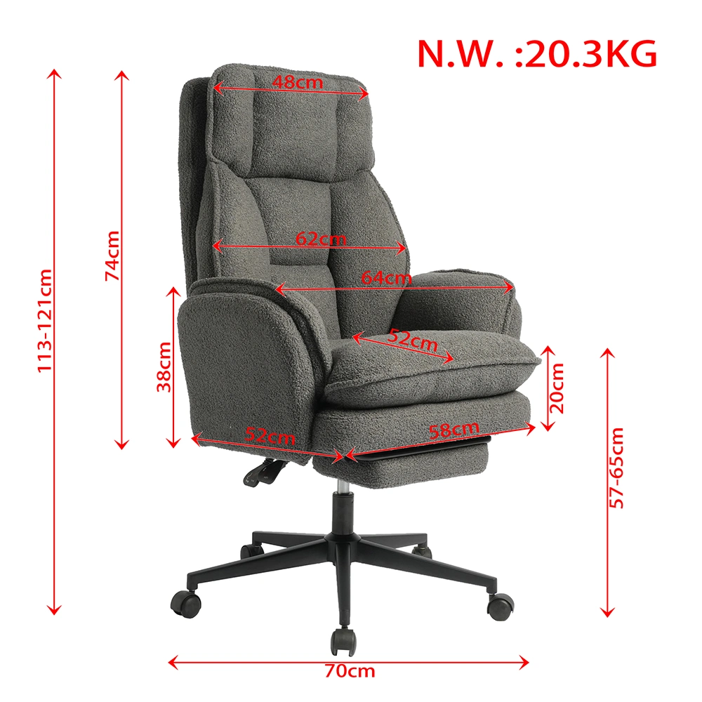 Cross Legged Teddy Fabric Office Chair with Footrest Cross Legged Teddy Fabric Office Chair with Footrest