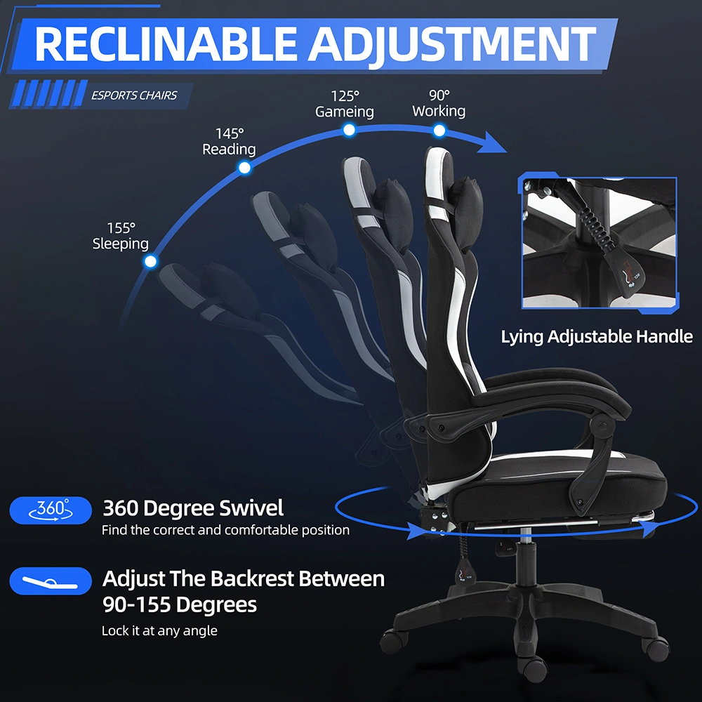 Ergonomic Fabric Gaming Chair with Adjustable Footrest Ergonomic Fabric Gaming Chair with Adjustable Footrest
