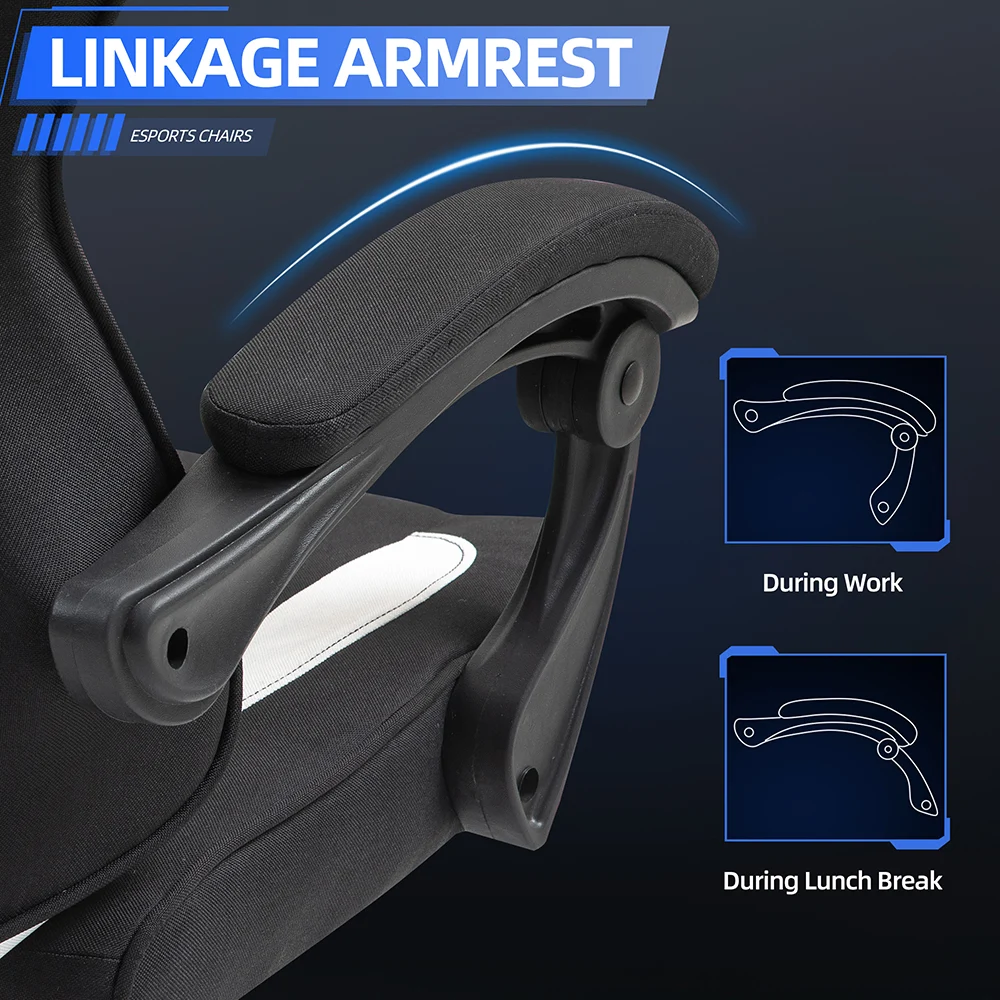 Ergonomic Fabric Gaming Chair with Adjustable Footrest Ergonomic Fabric Gaming Chair with Adjustable Footrest