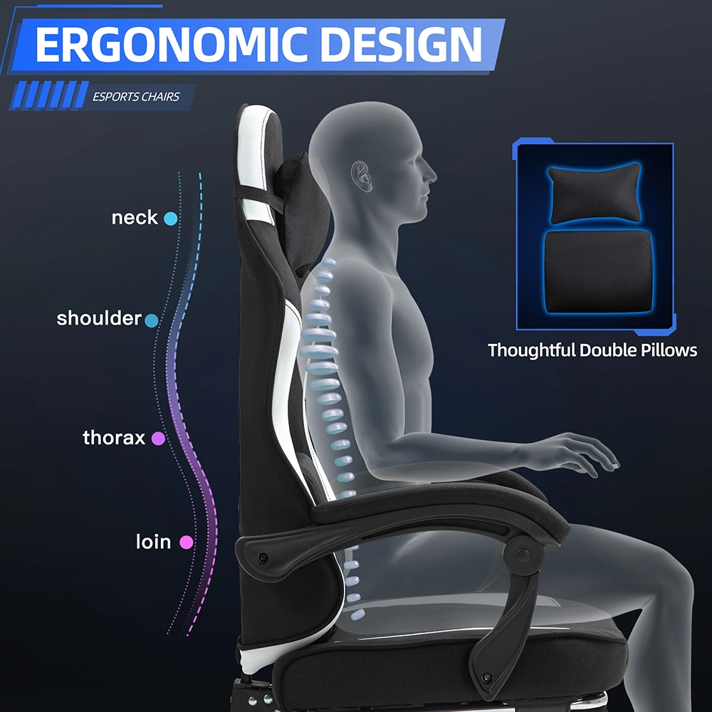 Ergonomic Fabric Gaming Chair with Adjustable Footrest Ergonomic Fabric Gaming Chair with Adjustable Footrest