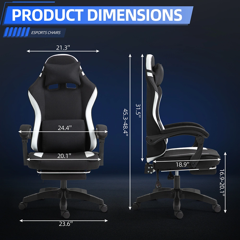 Ergonomic Fabric Gaming Chair with Adjustable Footrest Ergonomic Fabric Gaming Chair with Adjustable Footrest