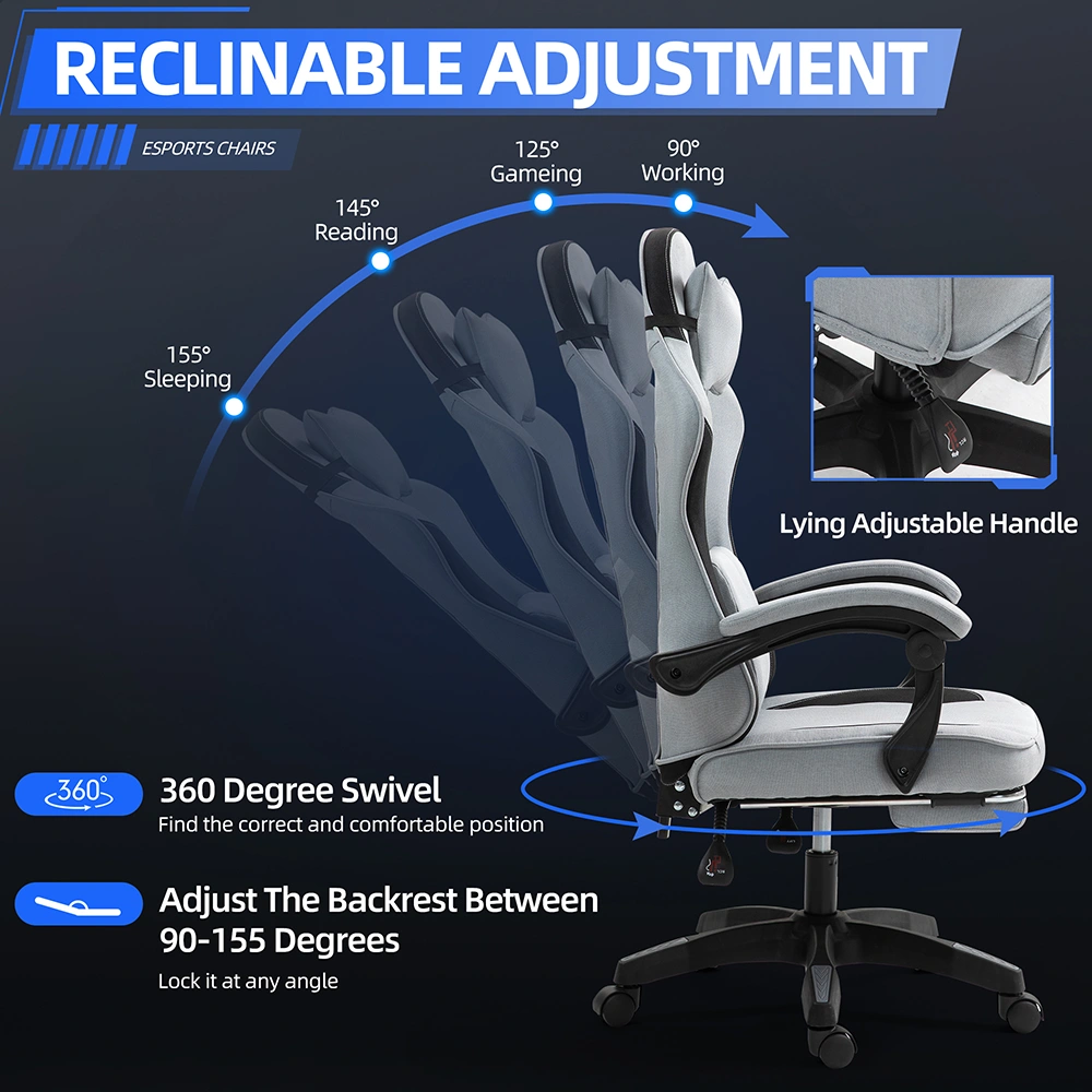 Ergonomic Fabric Gaming Chair with Footrest and Recline Ergonomic Fabric Gaming Chair with Footrest and Recline