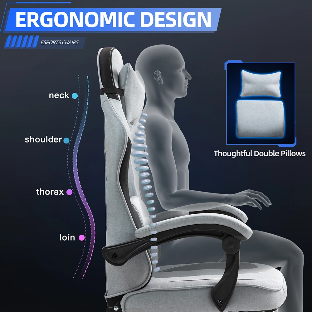 Ergonomic Fabric Gaming Chair with Footrest and Recline Ergonomic Fabric Gaming Chair with Footrest and Recline