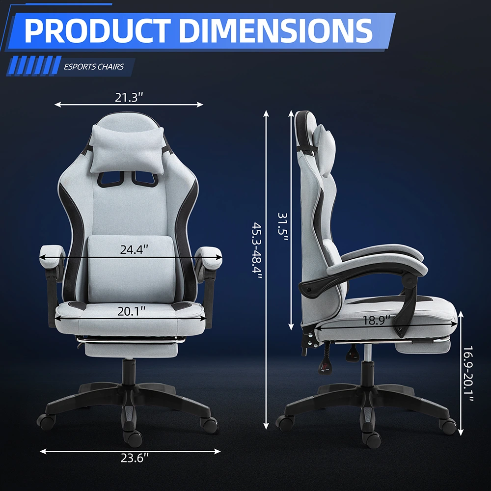 Ergonomic Fabric Gaming Chair with Footrest and Recline Ergonomic Fabric Gaming Chair with Footrest and Recline