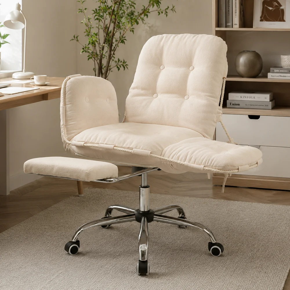 Linen Criss Cross Chair with Footrest | Home Office Chair Linen Criss Cross Chair with Footrest | Home Office Chair