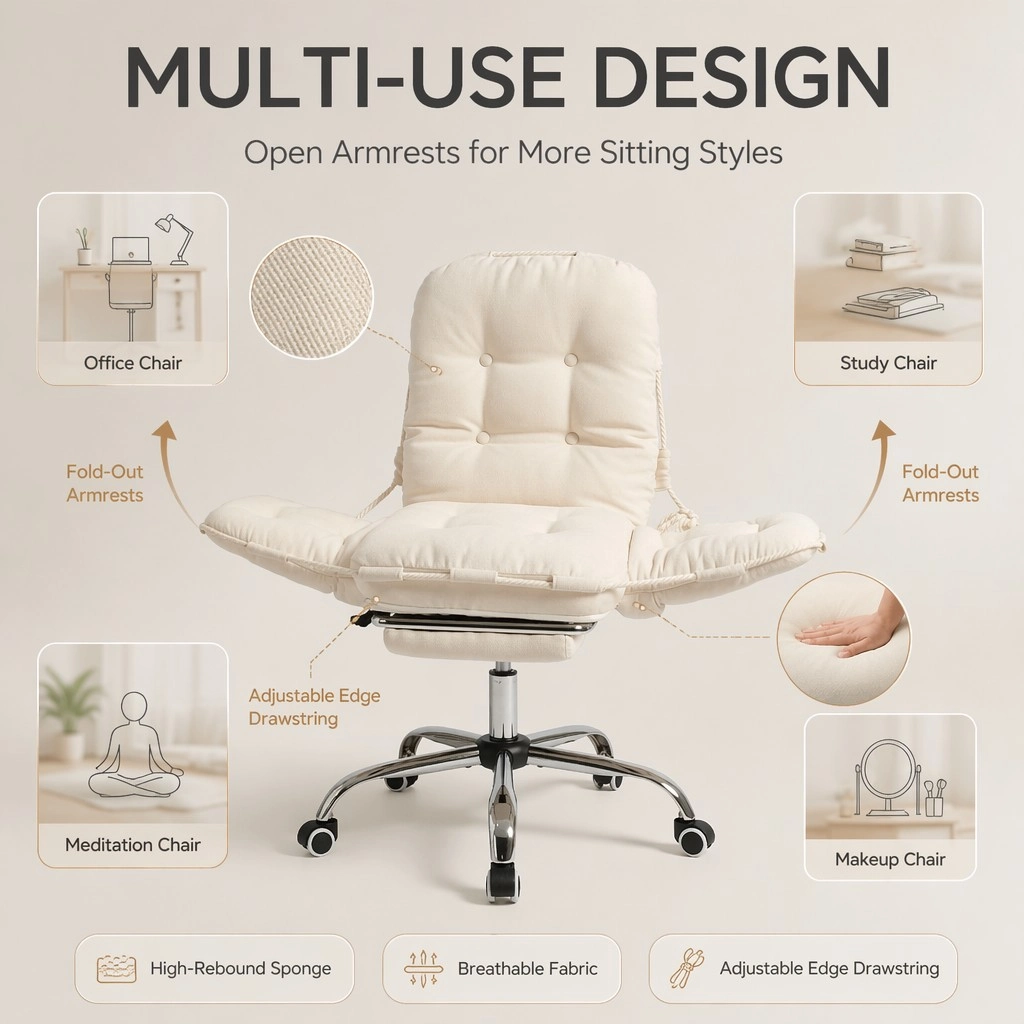 Linen Criss Cross Chair with Footrest | Home Office Chair Linen Criss Cross Chair with Footrest | Home Office Chair