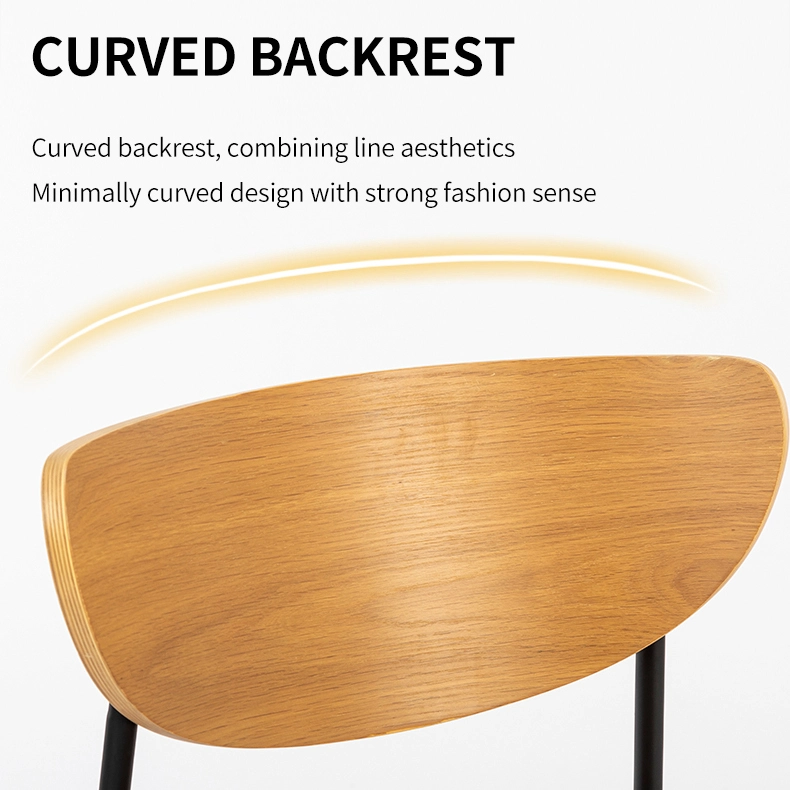 Modern Linen Dining Chair with Curved Wood Backrest Modern Linen Dining Chair with Curved Wood Backrest