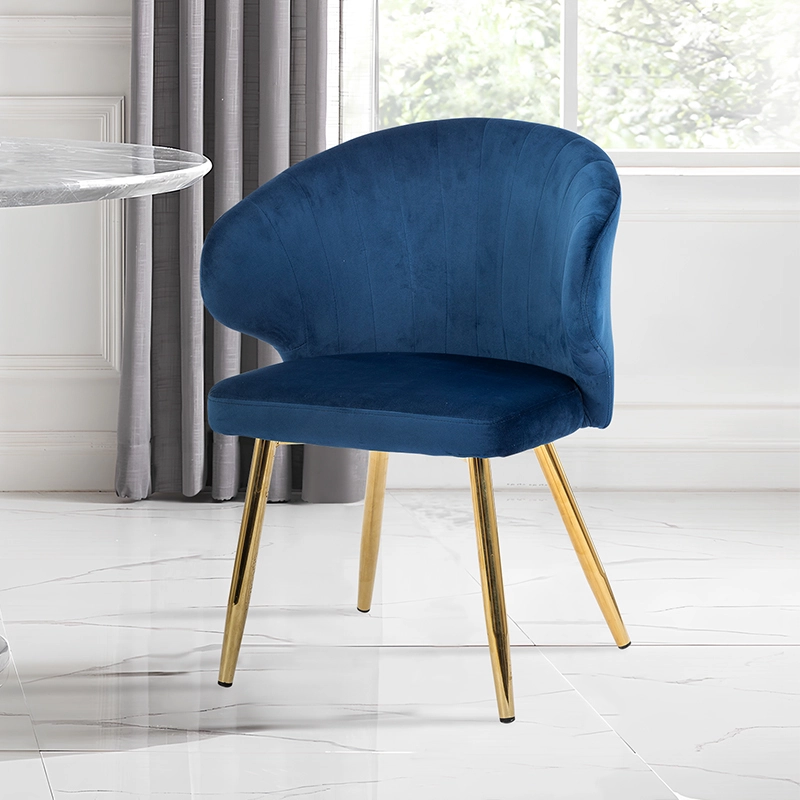 Luxury Velvet Dining Chair with Curved Backrest and Gold Legs Luxury Velvet Dining Chair with Curved Backrest and Gold Legs
