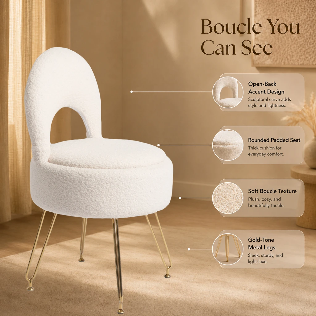 Modern Boucle Accent Chair with Hidden Storage for Home Modern Boucle Accent Chair with Hidden Storage for Home