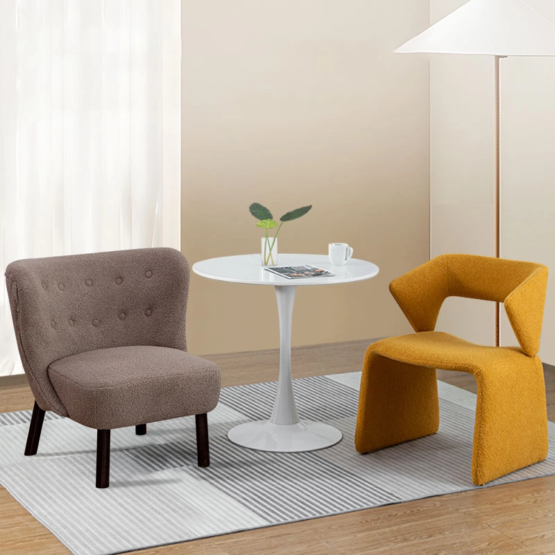 Modern Boucle Accent Chair with Curved Backrest Design Modern Boucle Accent Chair with Curved Backrest Design