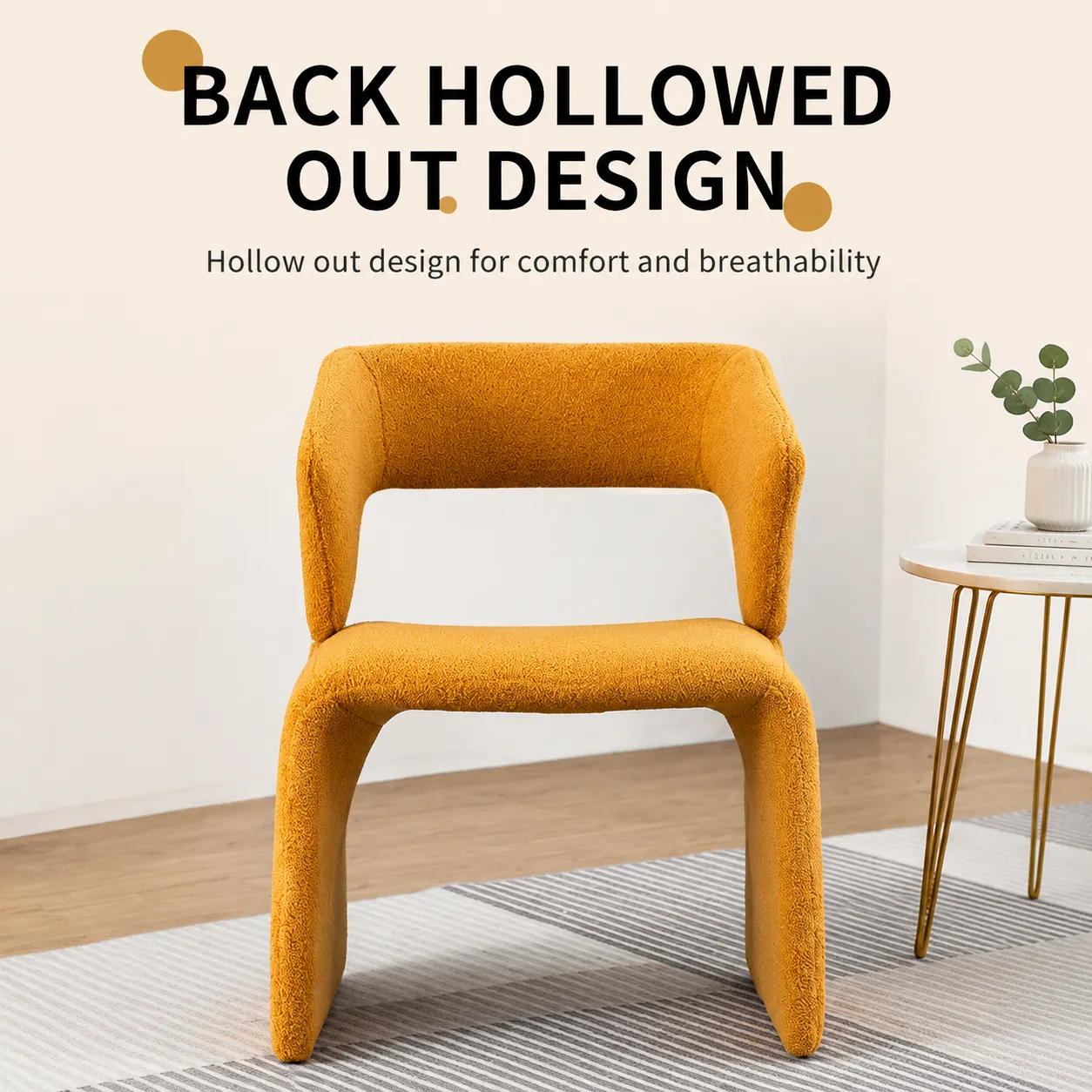 Modern Boucle Accent Chair with Curved Backrest Design Modern Boucle Accent Chair with Curved Backrest Design