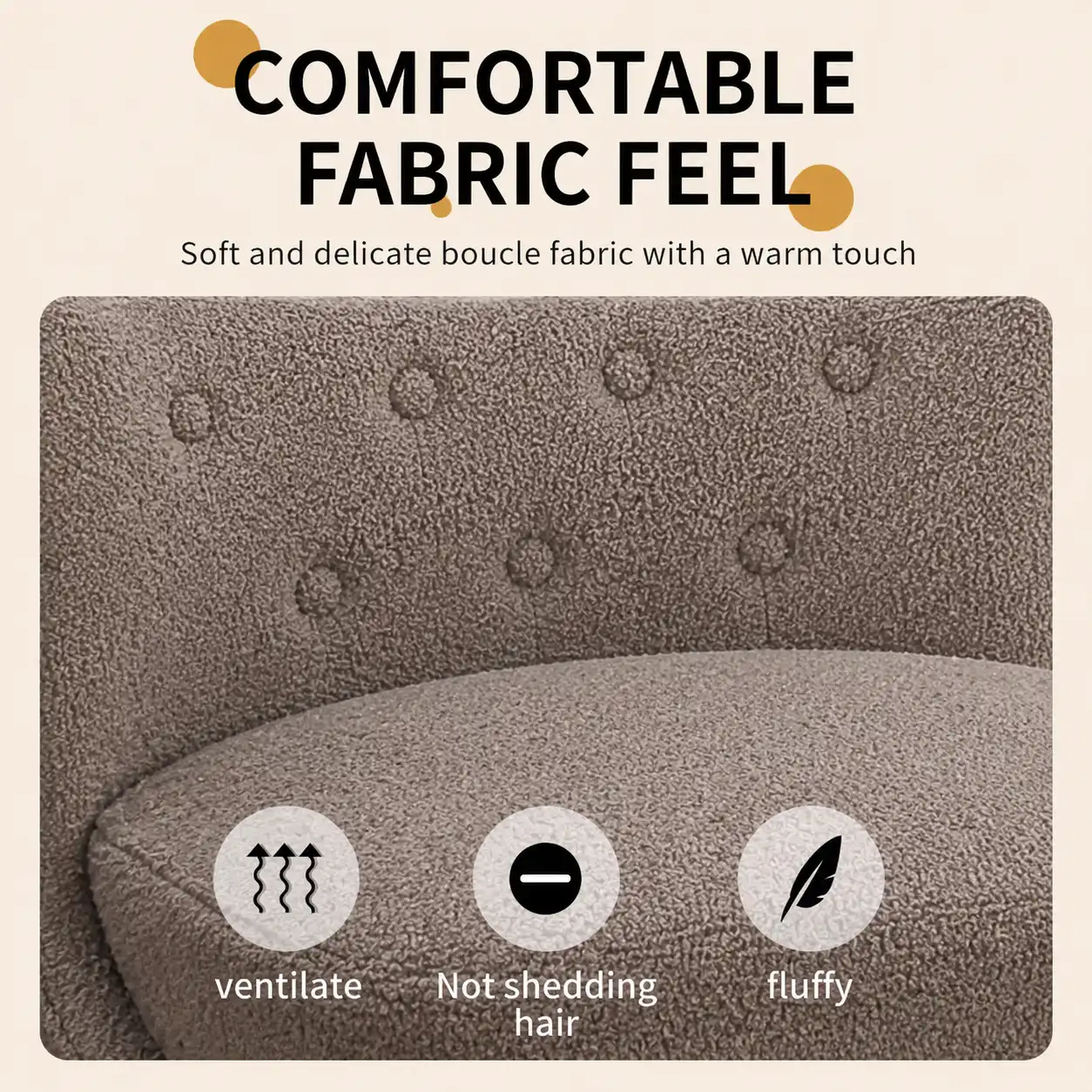 Modern Boucle Accent Chair with Curved Backrest Design Modern Boucle Accent Chair with Curved Backrest Design