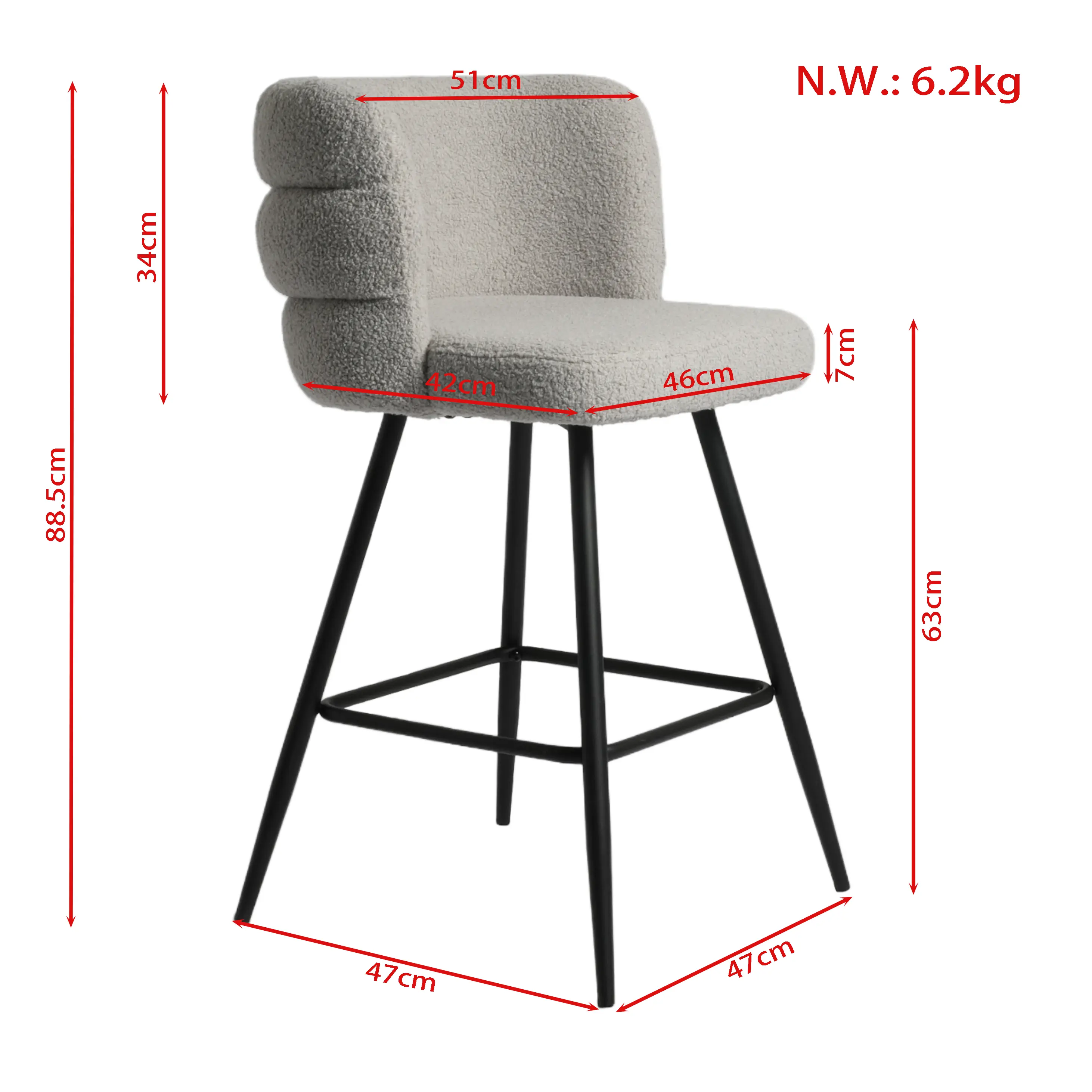 Modern Boucle Upholstered Counter Height Bar Stool Chair Modern Boucle Upholstered Counter Height Bar Stool Chair