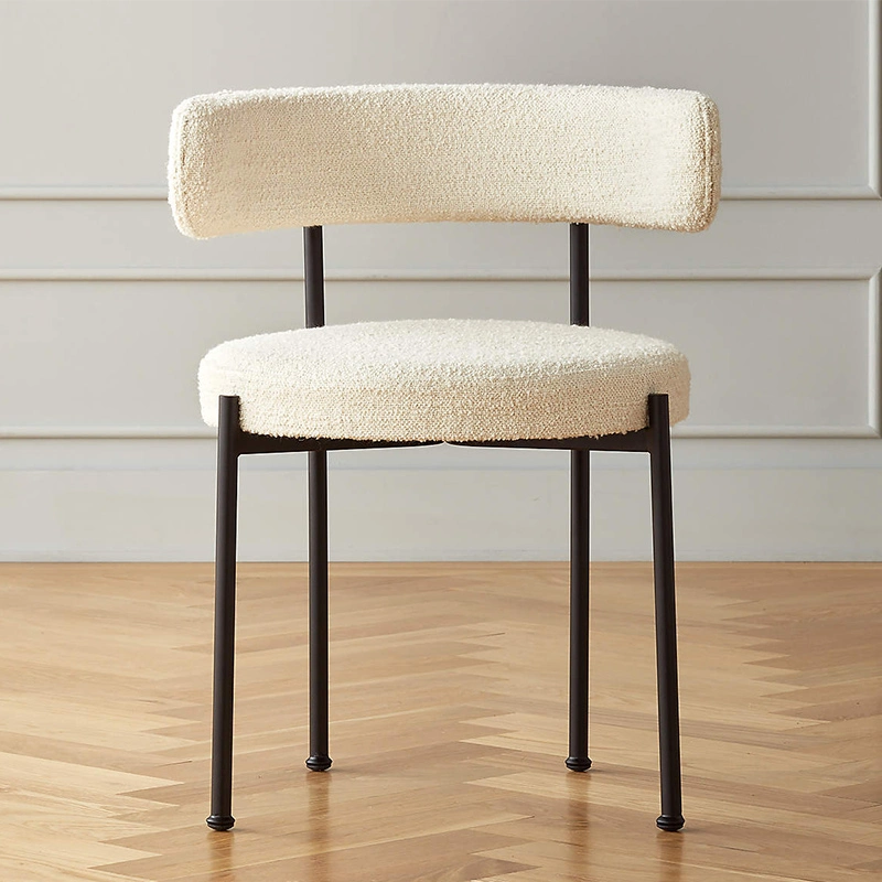 Modern Boucle Dining Chair with Upholstered Seat Modern Boucle Dining Chair with Upholstered Seat