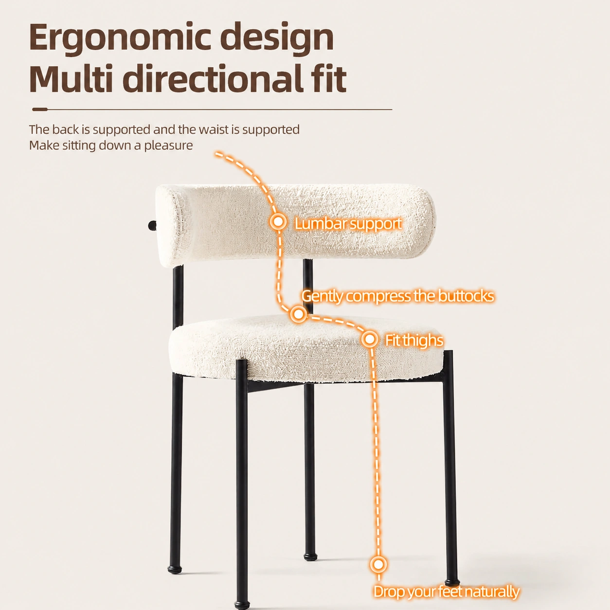 Modern Boucle Dining Chair with Upholstered Seat Modern Boucle Dining Chair with Upholstered Seat