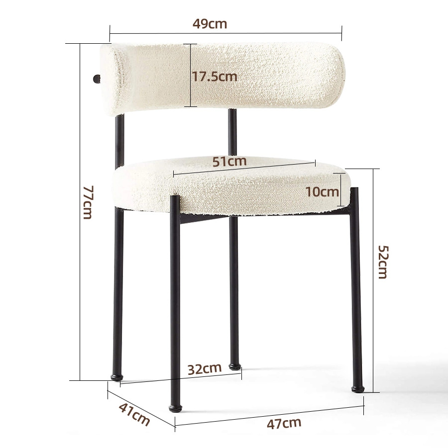 Modern Boucle Dining Chair with Upholstered Seat Modern Boucle Dining Chair with Upholstered Seat