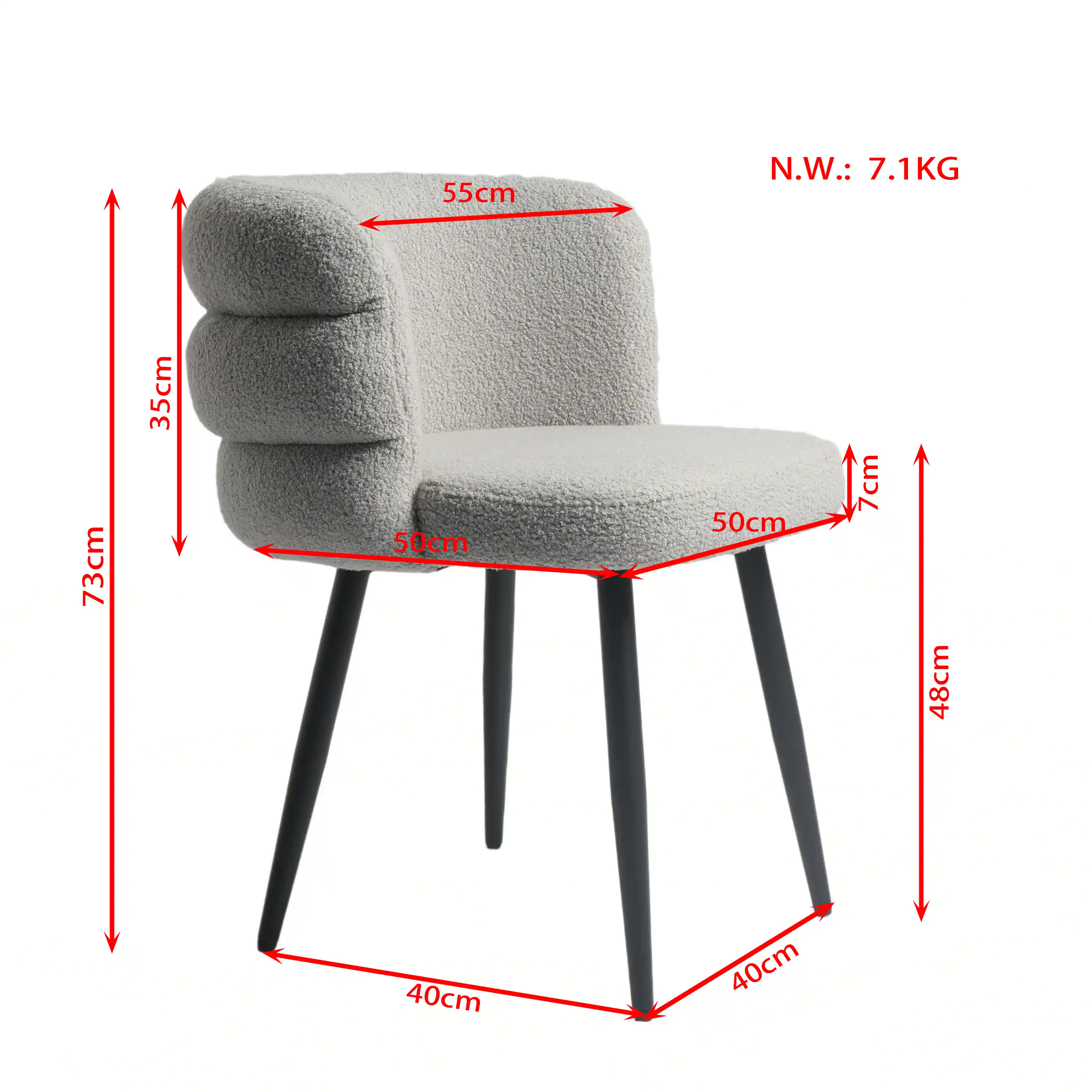 Modern Boucle Upholstered Dining Chair with Curved Backrest Modern Boucle Upholstered Dining Chair with Curved Backrest