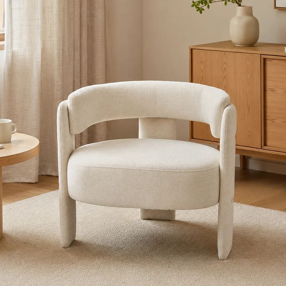Modern Chenille Accent Chair with Wraparound Backrest Modern Chenille Accent Chair with Wraparound Backrest