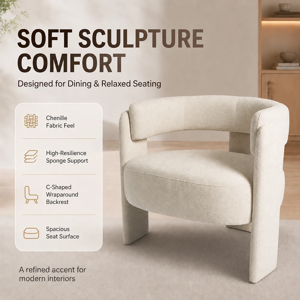 Modern Chenille Accent Chair with Wraparound Backrest Modern Chenille Accent Chair with Wraparound Backrest