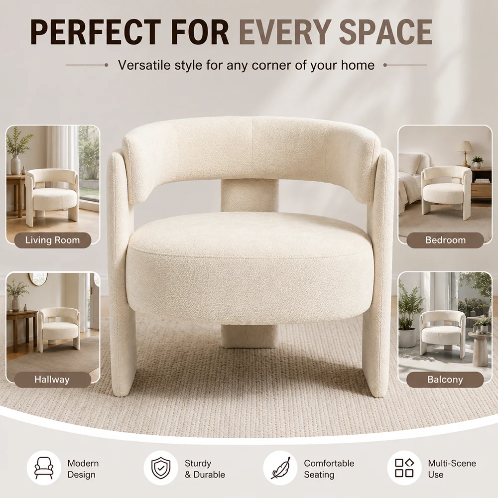 Modern Chenille Accent Chair with Wraparound Backrest Modern Chenille Accent Chair with Wraparound Backrest