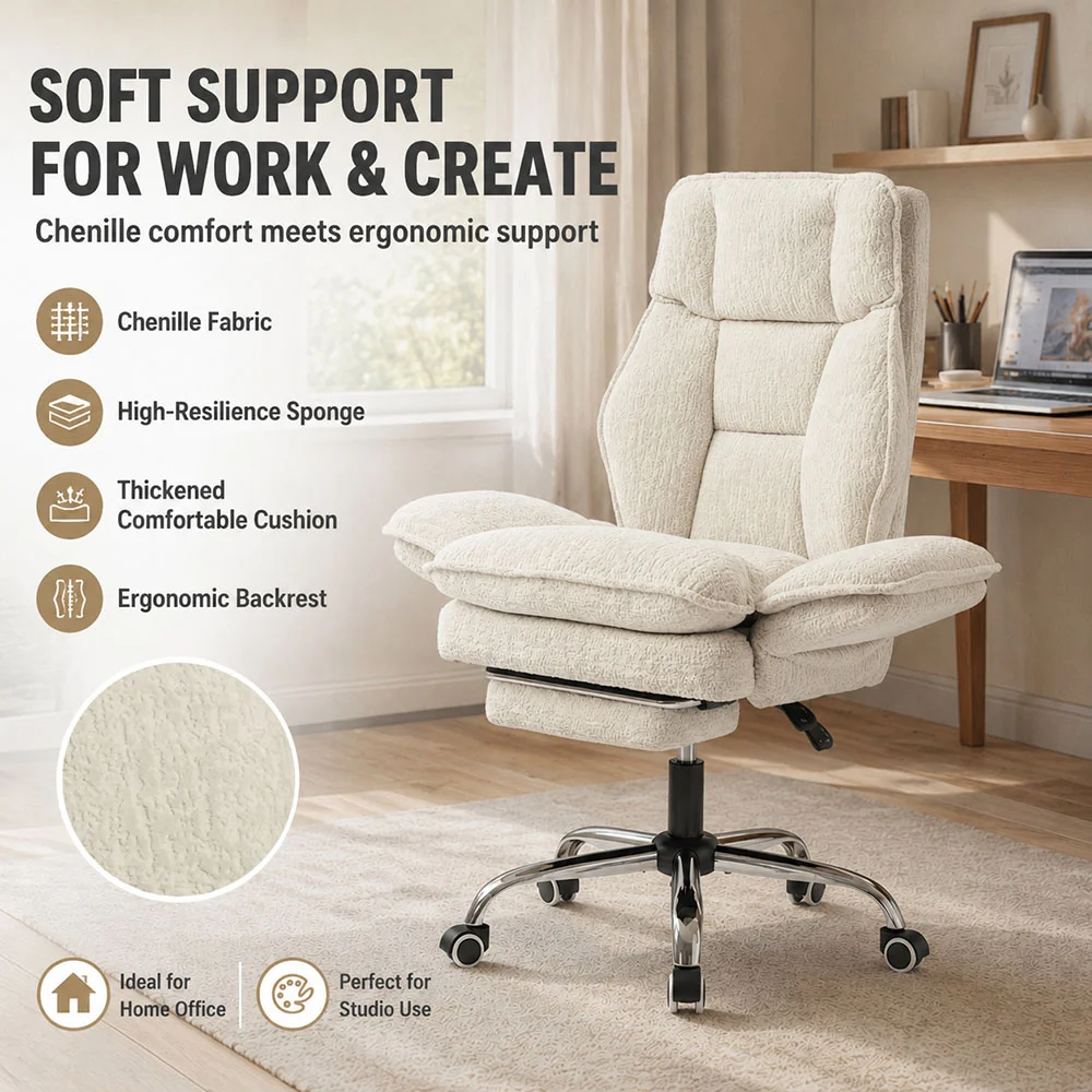 Modern Chenille Criss Cross Home Office Chair with Flip-Up Armrests Modern Chenille Criss Cross Home Office Chair with Flip-Up Armrests