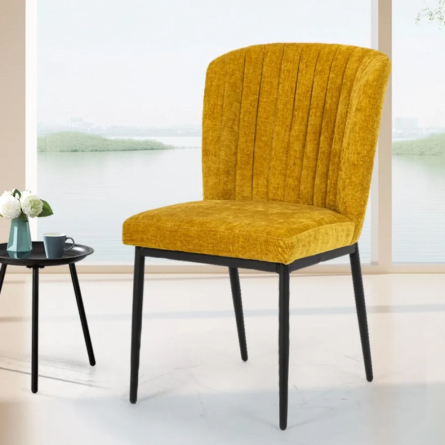 Modern Fabric Dining Chair with Curved Backrest Design