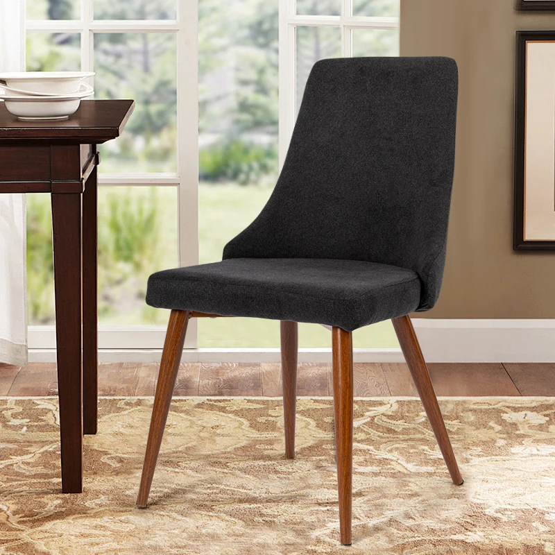 Modern Fabric Dining Chair with Wooden Legs for Home Modern Fabric Dining Chair with Wooden Legs for Home