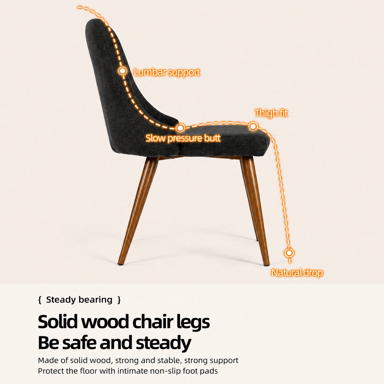 Modern Fabric Dining Chair with Wooden Legs for Home Modern Fabric Dining Chair with Wooden Legs for Home