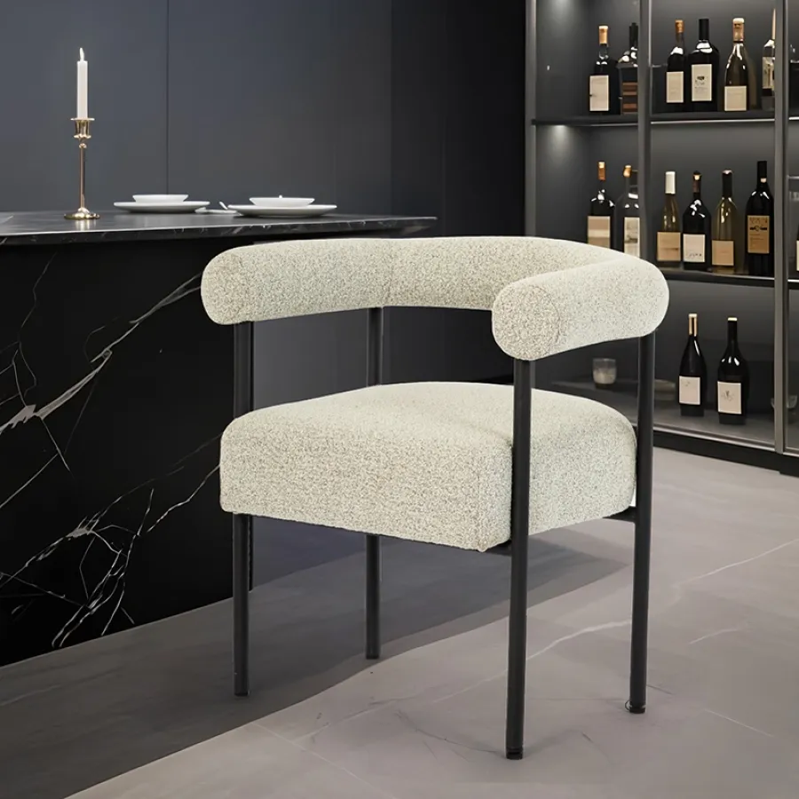 Modern Fabric Dining Chair with Curved Backrest Design