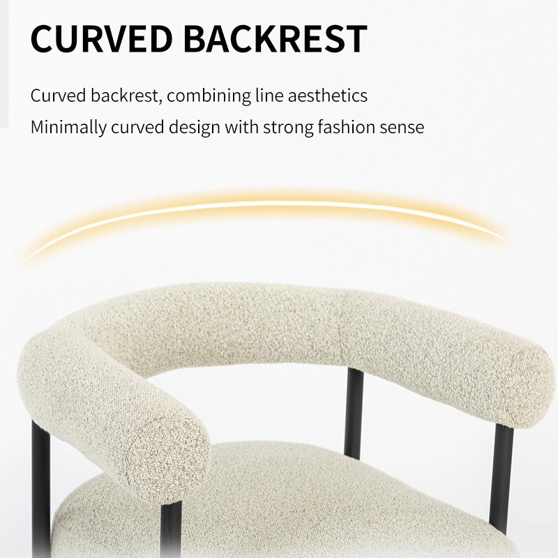 Modern Fabric Dining Chair with Curved Backrest Design Modern Fabric Dining Chair with Curved Backrest Design