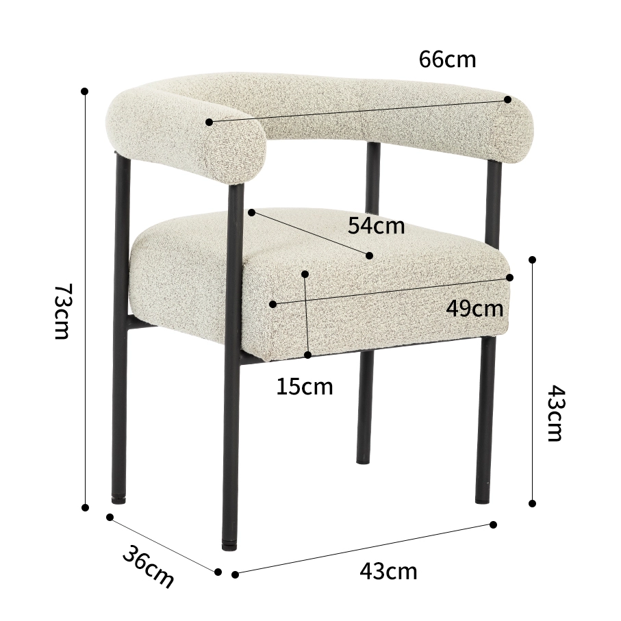 Modern Fabric Dining Chair with Curved Backrest Design Modern Fabric Dining Chair with Curved Backrest Design