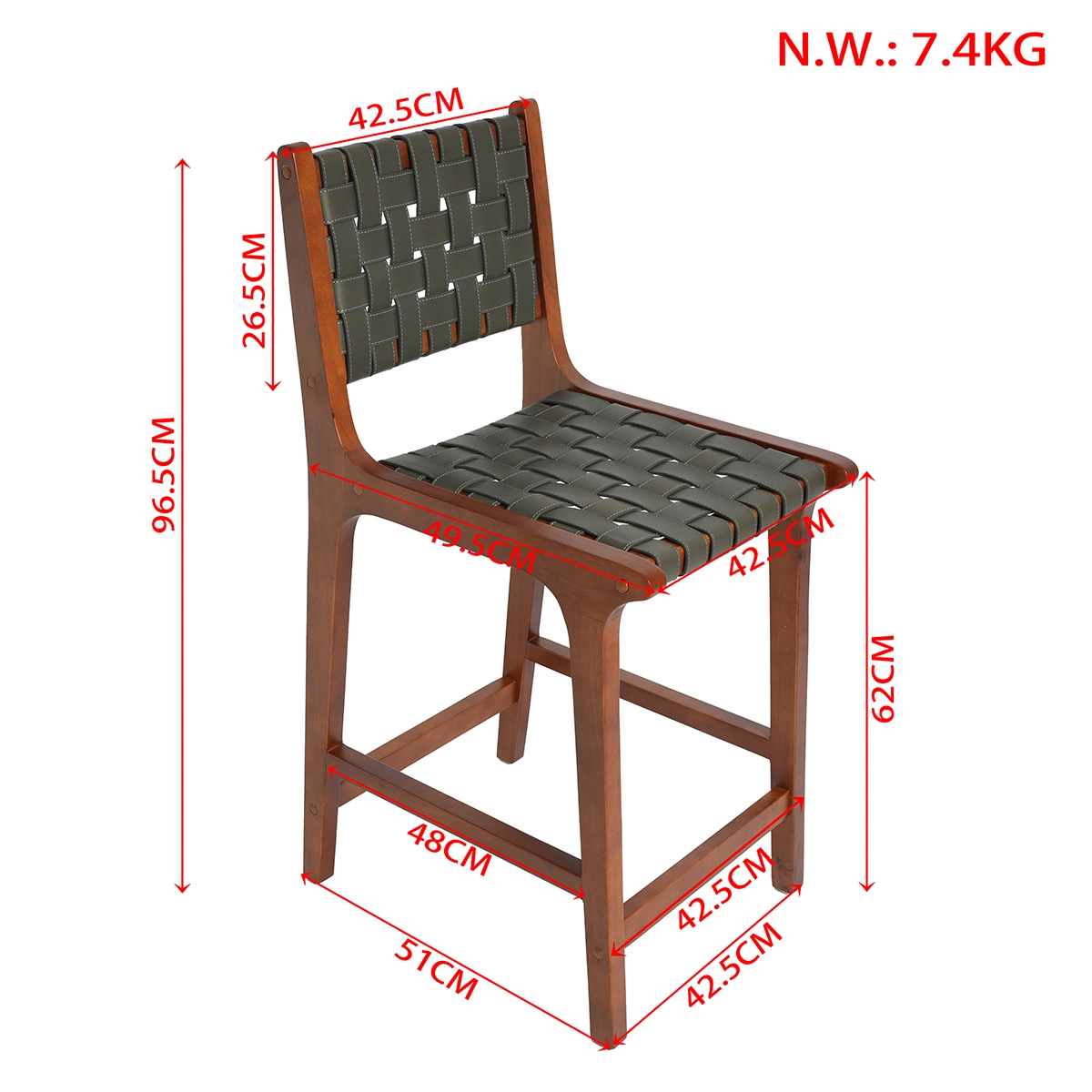 Modern Faux Leather Woven Counter Height Bar Stool Modern Faux Leather Woven Counter Height Bar Stool