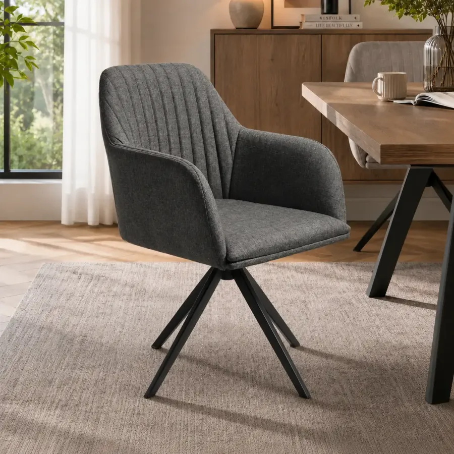 Modern Linen Accent Chair with Upholstered Armrest